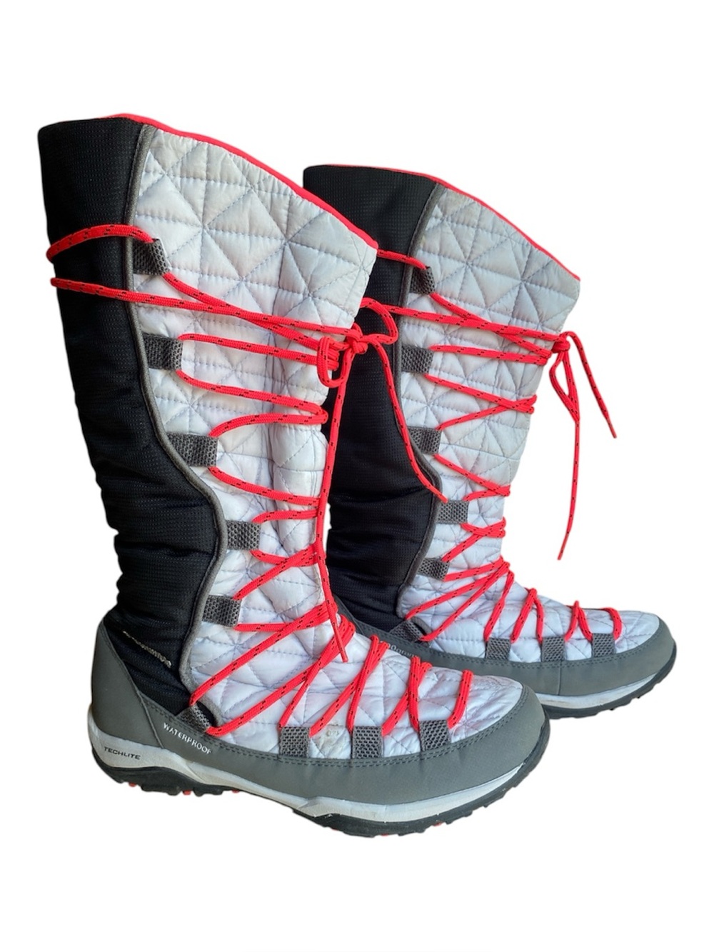 Columbia Waterproof Insulated Snow Boots W 8 Gray Pink Omni-Grip Techlite Winter